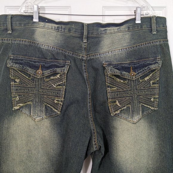 Agile Distressed Torn Blue Denim Whiskered Fading Details Men's Jeans - 46W*(43) - Picture 8 of 13
